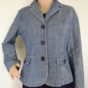 TALBOTS Denim/Jean Jacket/Coat 6P Lt Blue Fitted